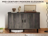 Mid-Century Modern Sideboard Storage Cabinet Slatted Tambour Sliding Doors, Kitchen Cabinet T3398P377902