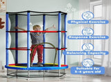 Kids Trampoline, with Enclosure Net, Steel Frame, for Ages 3-6 Years - MultiColoured T3398P348070