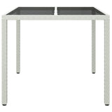 Garden Table 90x90x75 cm Tempered Glass and Poly Rattan White 316702