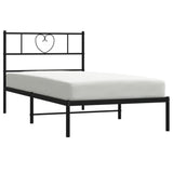 Metal Bed Frame without Mattress with Headboard Black 75x190cm 355453