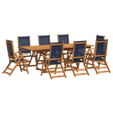 9 Piece Garden Dining Set Solid Wood Acacia and Textilene 3279307
