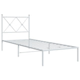 Metal Bed Frame without Mattress with Headboard White 80x200cm 376542