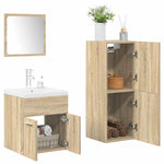 4 Piece Bathroom Furniture Set Sonoma Oak Engineered Wood 3325026