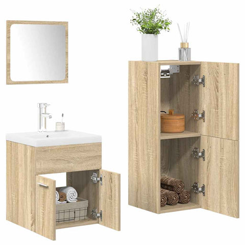 4 Piece Bathroom Furniture Set Sonoma Oak Engineered Wood 3325026