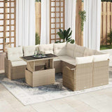 Garden Sofa Set with Cushion Manual 9 pcs Beige Poly Rattan 3357174