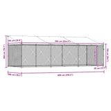 Dog Cage with Roof and Door Grey 6x2x2 m Galvanised Steel 3209569