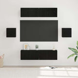 TV Cabinet Set Wall-mounted 6 pcs Black Oak Engineered Wood 3393400