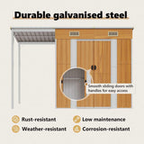Garden Shed with Extended Roof Light Brown 277x107x181cm Steel 364528