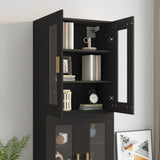 Hanging Wall Cabinet Black Engineered wood, glass Medium 812277