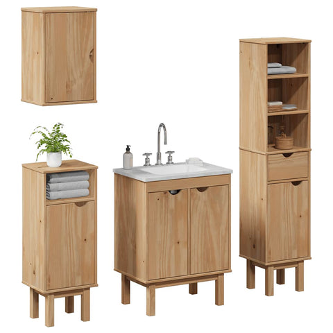 ZNTS 4 Piece Bathroom Furniture Set OTTA Solid Wood Pine 3307683