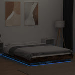 Bed Frame with LED Lights without Mattress Smoked Oak 120x190cm 3281144