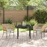 Garden Dining Set with Cushion 3 pcs Brown Powder-Coated Steel 3380925