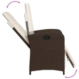 7 Piece Garden Dining Set with Cushions Brown Poly Rattan 3212490