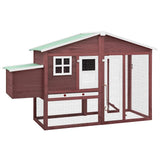 Chicken Coop with Nest Box Mocha and White Solid Fir Wood 170866
