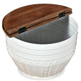 Coffee Table Solid Reclaimed Wood White Barrel Shape 245254