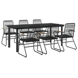 7 Piece Garden Dining Set Black PVC Rattan 3060277