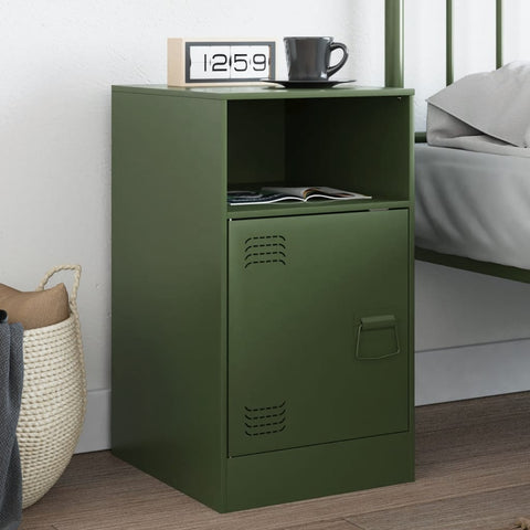 ZNTS Bedside Cabinet Olive Green 34.5x39x62 cm Steel 841771