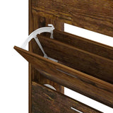 Shoe Cabinet Smoked Oak 63x24x103 cm Engineered Wood 342555