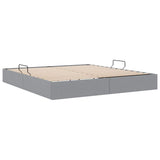 Storage Bed with Storage Light Grey 193 x 203 cm Fabric 3370060