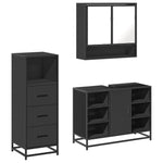 ZNTS 3 Piece Bathroom Furniture Set Black Engineered Wood 3301060