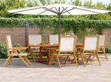 7 Piece Garden Dining Set Cream White Fabric and Solid Wood 3281724