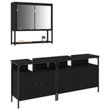 Bathroom Furniture Set with Shelf 3 pcs Black Engineered wood 3334356
