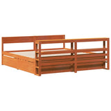 Bed Frame without Mattress Wax Brown 180x200 cm Super King Size Solid Wood Pine 3306374