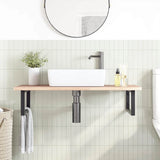 Basin Shelf Wall Mounted Steel and Solid Wood Oak 3302385
