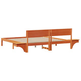 Bed Frame with Headboard Wax Brown 200 x 200 cm Solid Pine Wood 3385750