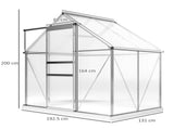 192.5 x 131cm Walk-In Polycarbonate Greenhouse - Silver-Tone T3398P314198