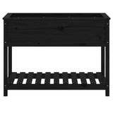 Planter with Shelf Black 111.5x54x81 cm Solid Wood Pine 823791