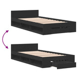 Bed Frame with Drawer without Mattress Black 75x190 cm Small Single 3280805
