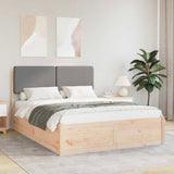 Bed Frame with Upholstered Headboard Light Grey 140 x 190 cm 3398164