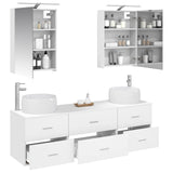 Bathroom Furniture Set 5 pcs White Engineered Wood and Glass 3406991