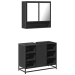 ZNTS 2 Piece Bathroom Furniture Set Black Engineered Wood 3300940