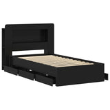 Bed Frame with Storage Black 90 x 190 cm Engineered Wood 3434004