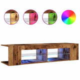 TV Cabinet with LED Lights Old Wood 135x39x30 cm Engineered Wood 856323