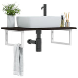 Basin Shelf Wall Mounted Steel and Solid Wood Oak 3302620