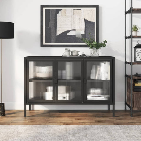 Sideboard Black 105x35x70 cm Glass and Steel 353002