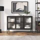 Sideboard Black 105x35x70 cm Glass and Steel 353002