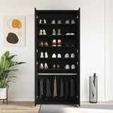 Shoe Cabinet with Door Black 80 x 39 x 180 cm Engineered wood 3333875