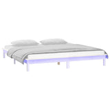 LED Bed Frame without Mattress White 140x190 cm Solid Wood 820652