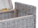 Storage Bench with Cushion White Wash 110 x 40 x 50 cm Rattan 42011574