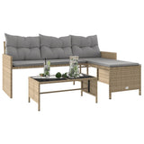 Garden Sofa with Table and Cushions L-Shaped Mix Beige Poly Rattan 365576
