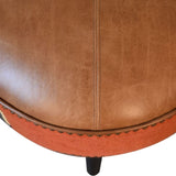 Durrie & Leather Mixed Footstool IN1850