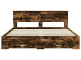 Bed Frame with Drawer Smoked Oak 135 x 190 cm Engineered Wood 3410908