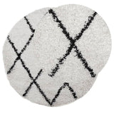 ZNTS Shaggy Rug High Pile Modern Cream and Black Ø 240 cm 375380