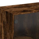 Bookcase with Doors Smoked Oak 136x37x142 cm Engineered Wood 3206521
