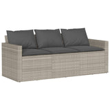 2 Piece Garden Dining Set with Cushions Light Grey Poly Rattan 366334