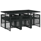 7 Piece Garden Dining Set with Cushions Black Poly Rattan 3210727